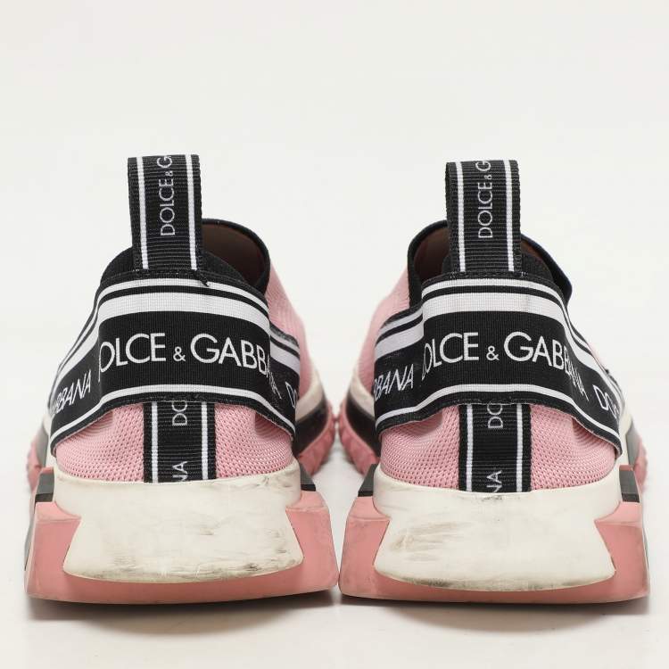 Pre Owned Dolce & Gabbana Pink Stretch Fabric Sorrento Slip-On Sneakers Size 39