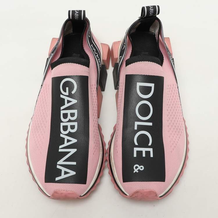 Pre Owned Dolce & Gabbana Pink Stretch Fabric Sorrento Slip-On Sneakers Size 39
