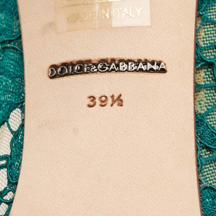 Pre Owned Dolce & Gabbana Green Lace Bellucci Crystal Embellished Pumps Size 39.5