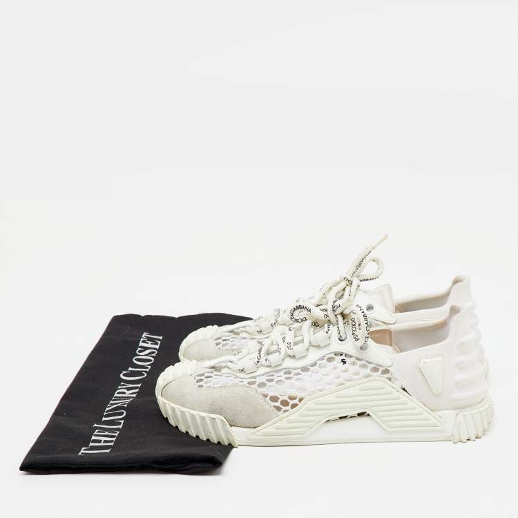 Pre Owned Dolce & Gabbana White Suede, Neoprene and Mesh NS1 Sneakers Size 36
