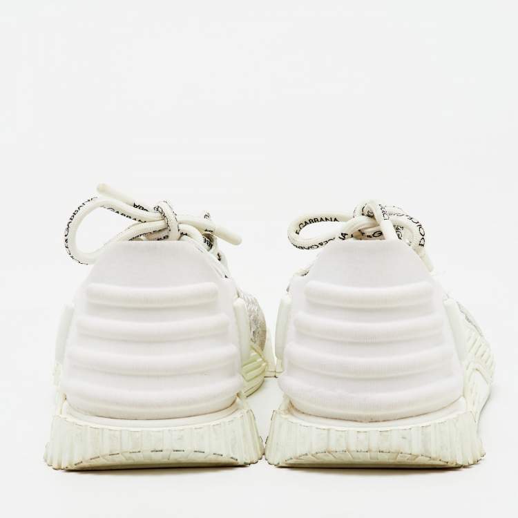 Pre Owned Dolce & Gabbana White Suede, Neoprene and Mesh NS1 Sneakers Size 36