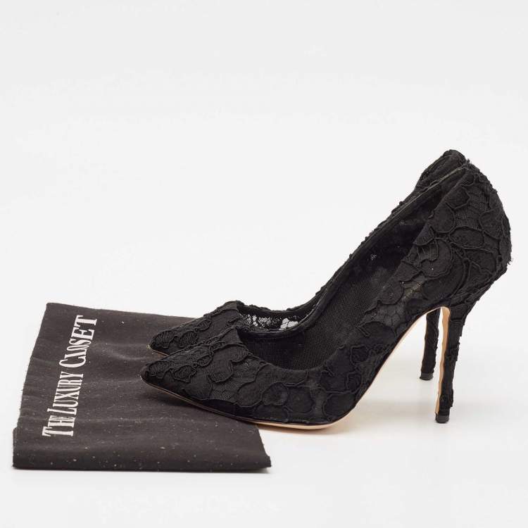 Pre Owned Dolce & Gabbana Black Lace Bellucci Pointed Toe Pumps Size 39
