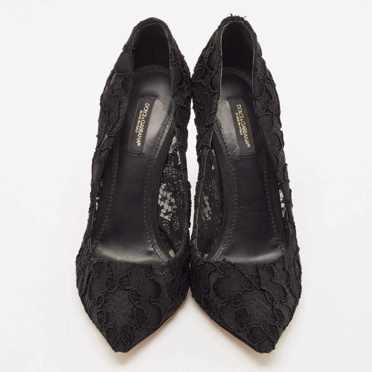 Pre Owned Dolce & Gabbana Black Lace Bellucci Pointed Toe Pumps Size 39