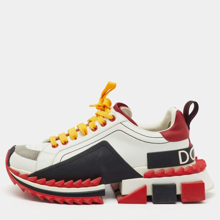 Pre Owned Dolce & Gabbana Multicolor Leather and Rubber Super King Lace Up Sneakers Size 39