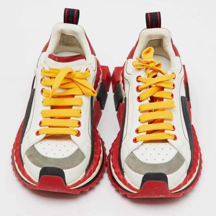 Pre Owned Dolce & Gabbana Multicolor Leather and Rubber Super King Lace Up Sneakers Size 39