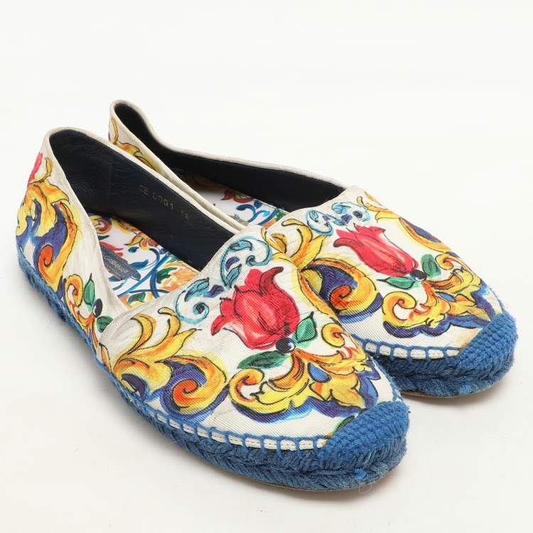 مملوكة مسبقًا Dolce & Gabbana Multicolor Majolica Print Canvas Slip On Espadrilles Size 38