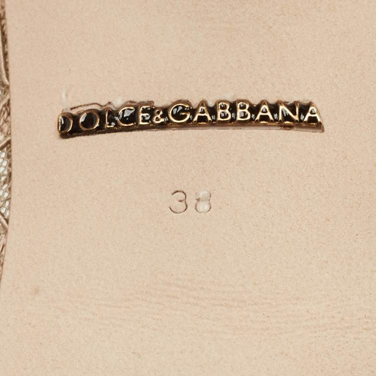 Pre Owned Dolce & Gabbana Beige Lace Bellucci Pumps Size 38
