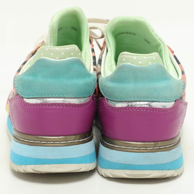 Pre Owned Dolce & Gabbana Multicolor Leather, Suede and Patent Leather Low Top Sneakers Size 39