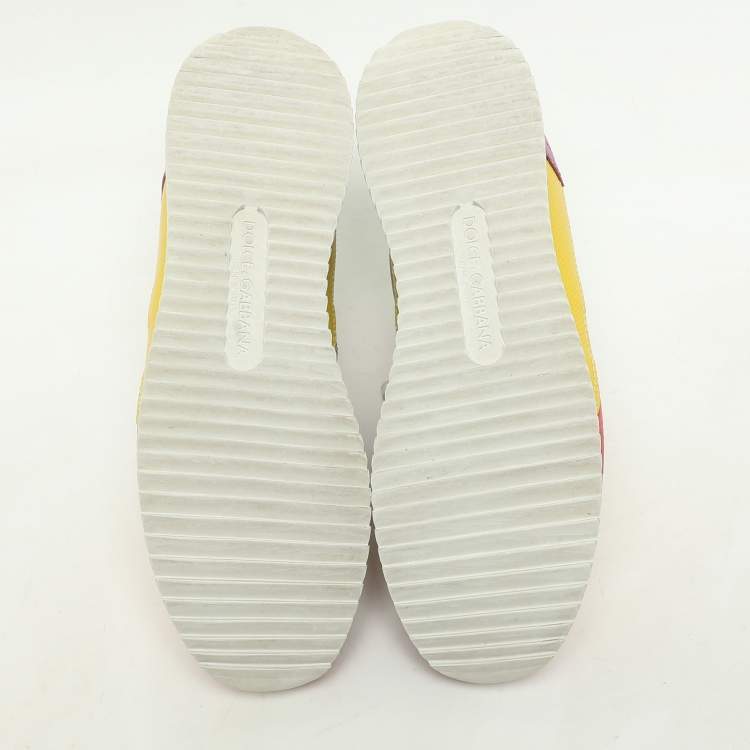 Pre Owned Dolce & Gabbana Multicolor Leather, Suede and Patent Leather Low Top Sneakers Size 39