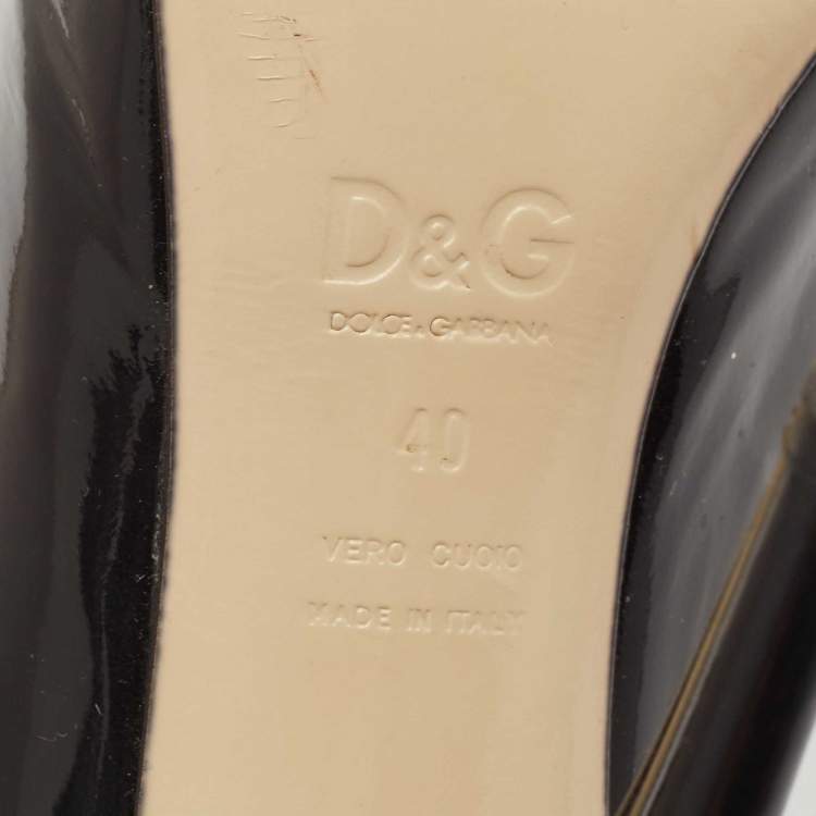 Pre Owned Dolce & Gabbana Black Patent Leather Bow Platform Pumps Size 40