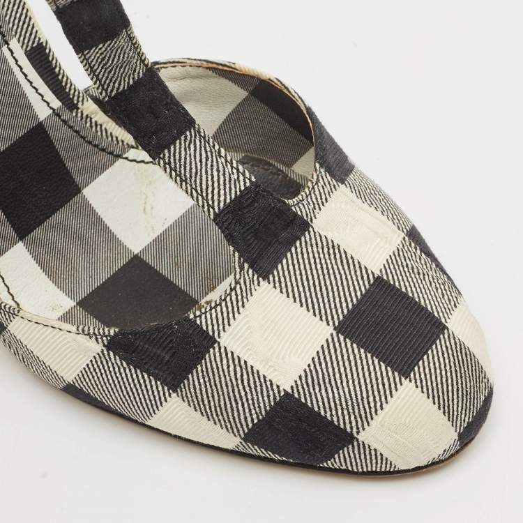 Pre Owned Dolce & Gabbana Black/White Canvas Mary Jane Pumps Size 38.5