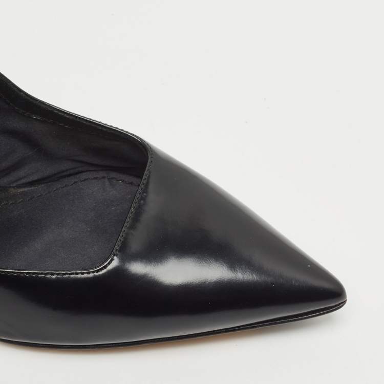 Pre Owned Dolce & Gabbana Black Leather and PVC Slingback Pumps Size 37.5