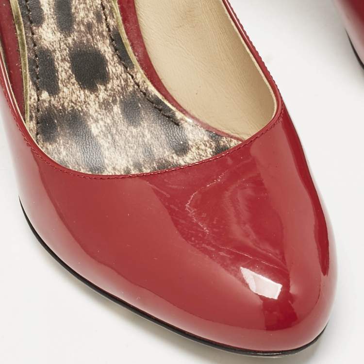 Pre Owned Dolce & Gabbana Dark Red Patent Leather Round Toe Pumps Size 39