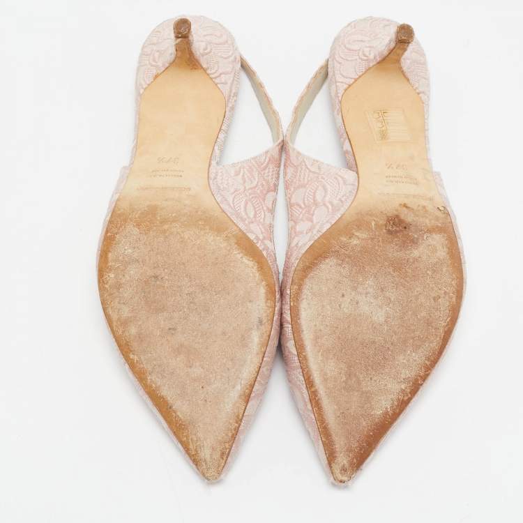 Pre Owned Dolce & Gabbana Pink Lurex Fabric Slingback Pumps Size 37.5