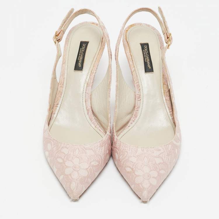Pre Owned Dolce & Gabbana Pink Lurex Fabric Slingback Pumps Size 37.5