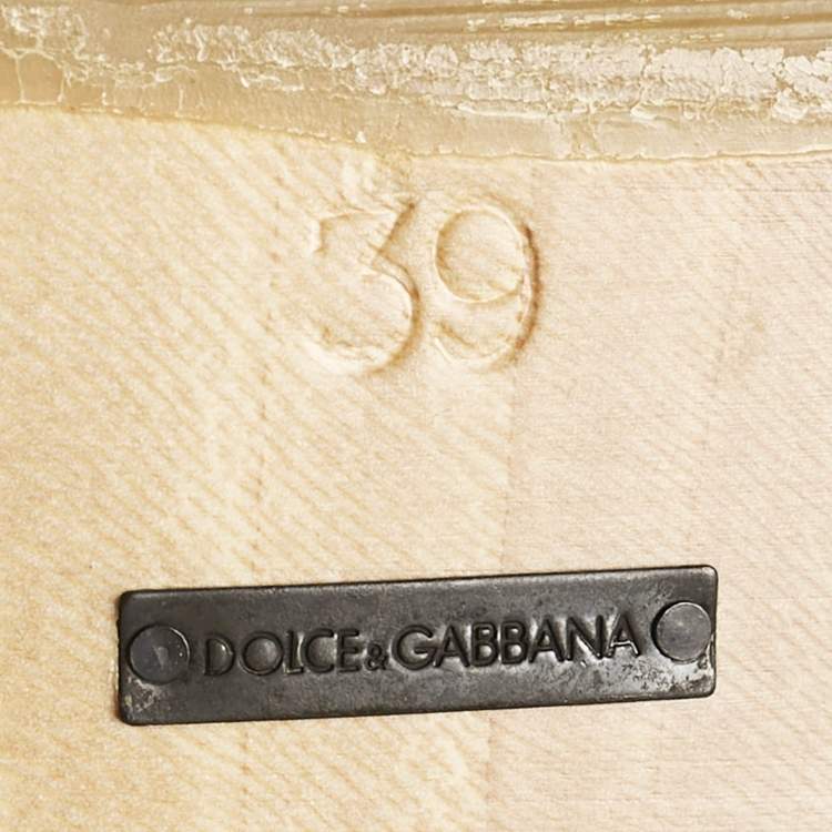 Pre Owned Dolce & Gabbana Brown Leather Bow Wooden Clogs Size 39