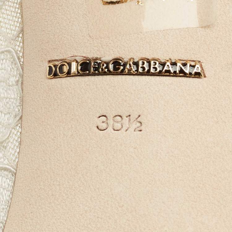 Pre Owned Dolce & Gabbana Off White Lace and Mesh Bellucci Pumps Size 38.5