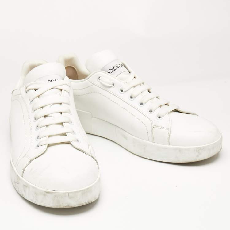 Pre Owned Dolce & Gabbana White Leather Portofino Sneakers Size 39