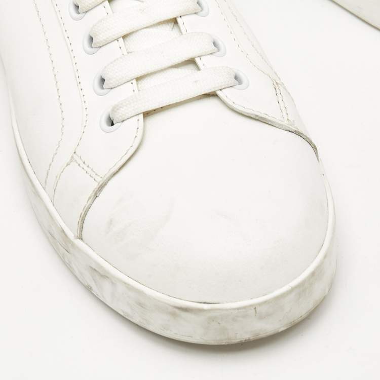 Pre Owned Dolce & Gabbana White Leather Portofino Sneakers Size 39