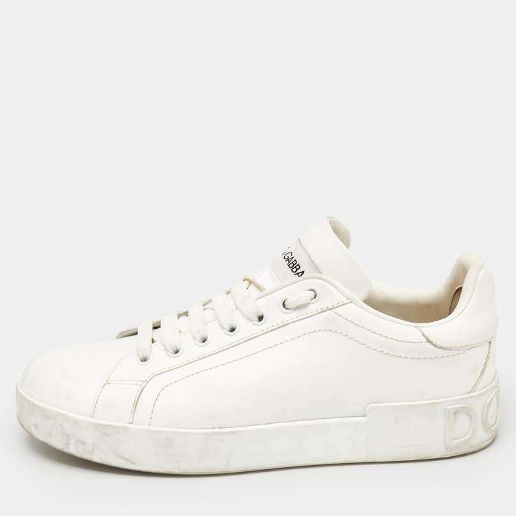 Pre Owned Dolce & Gabbana White Leather Portofino Sneakers Size 39