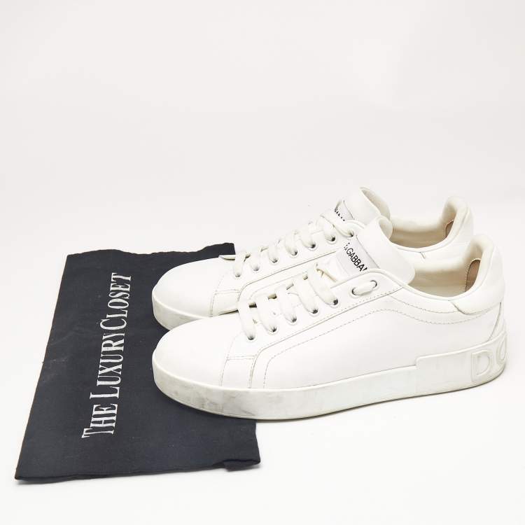 Pre Owned Dolce & Gabbana White Leather Portofino Sneakers Size 39