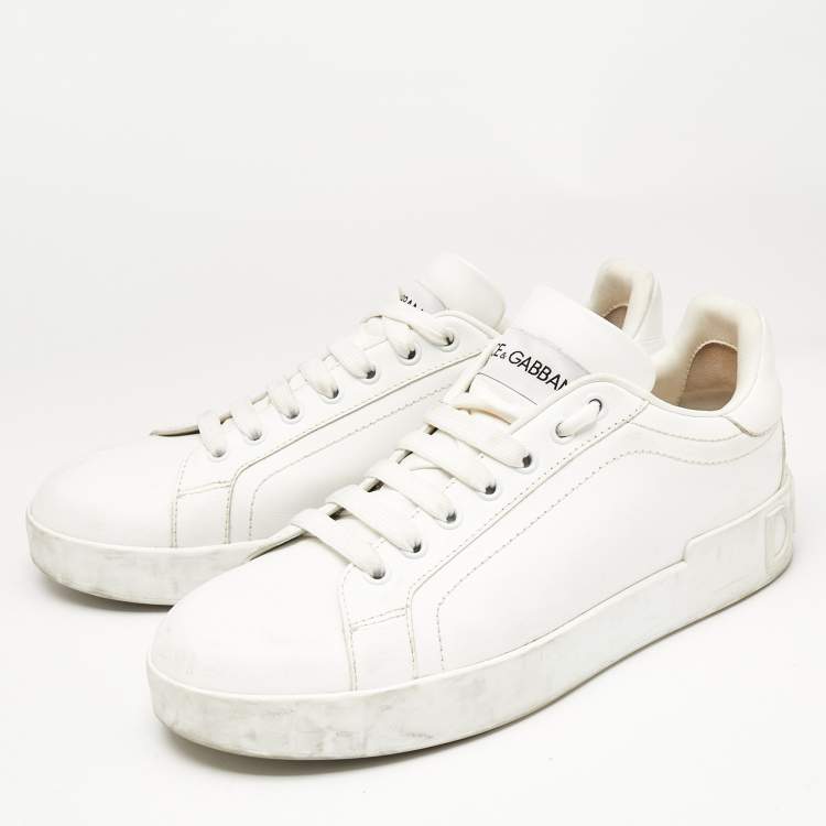 Pre Owned Dolce & Gabbana White Leather Portofino Sneakers Size 39