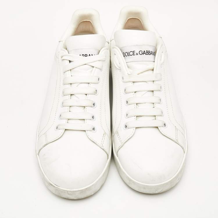 Pre Owned Dolce & Gabbana White Leather Portofino Sneakers Size 39