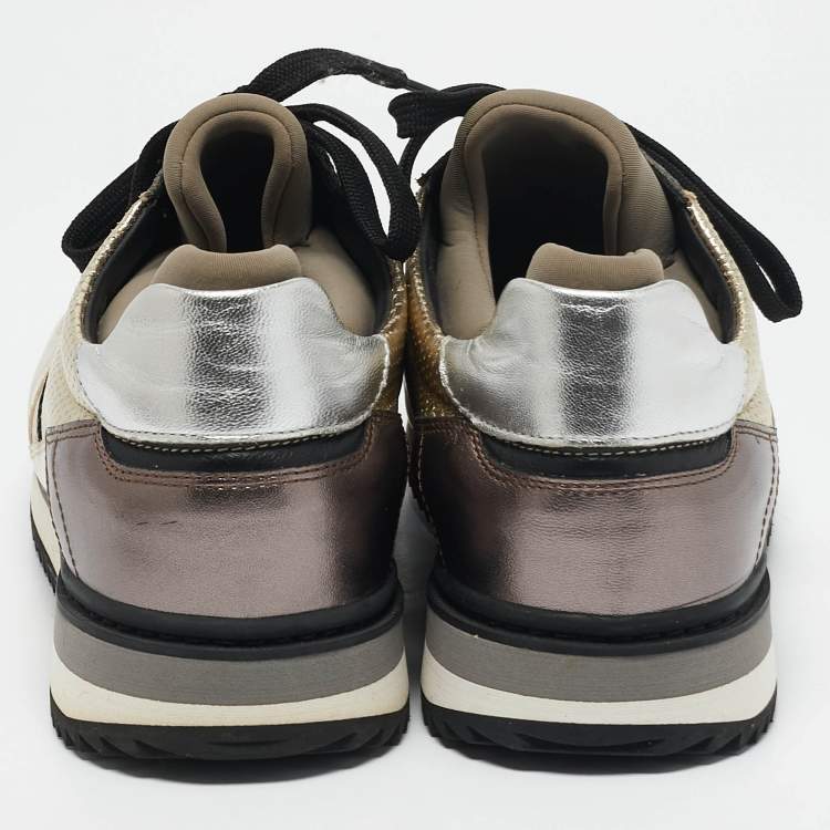 Pre Owned Dolce & Gabbana Multicolor Metallic Peforated Leather Low Top Sneakers Size 41