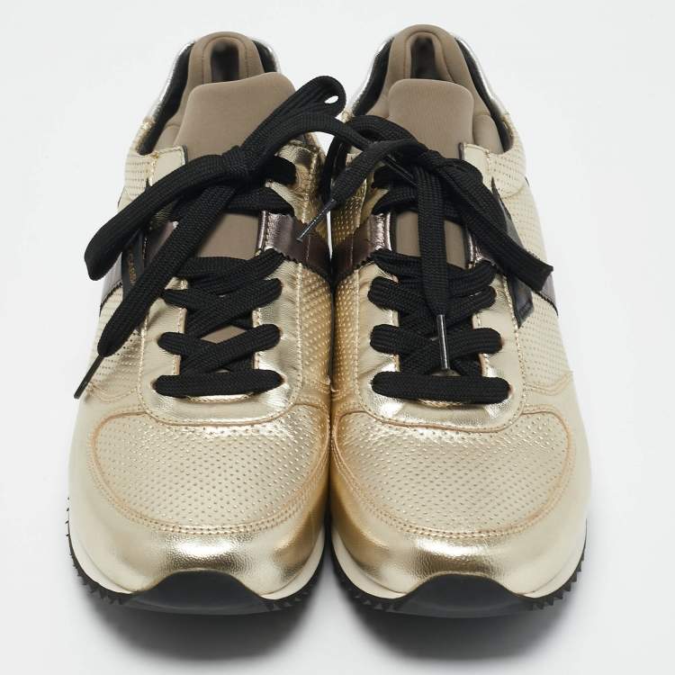 Pre Owned Dolce & Gabbana Multicolor Metallic Peforated Leather Low Top Sneakers Size 41
