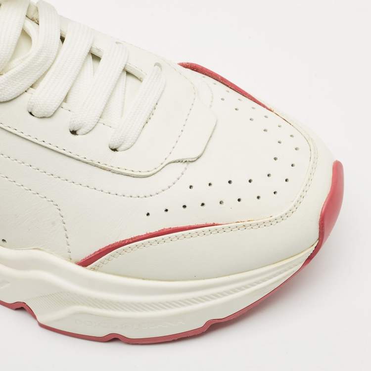 Pre Owned Dolce & Gabbana White/Pink Leather Daymaster Sneakers Size 39