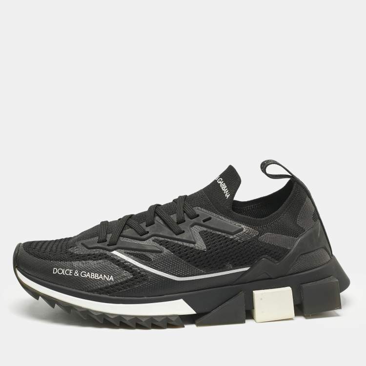Pre Owned Dolce & Gabbana Black Mesh and Rubber Sorrento Lace Up Sneakers Size 43.5