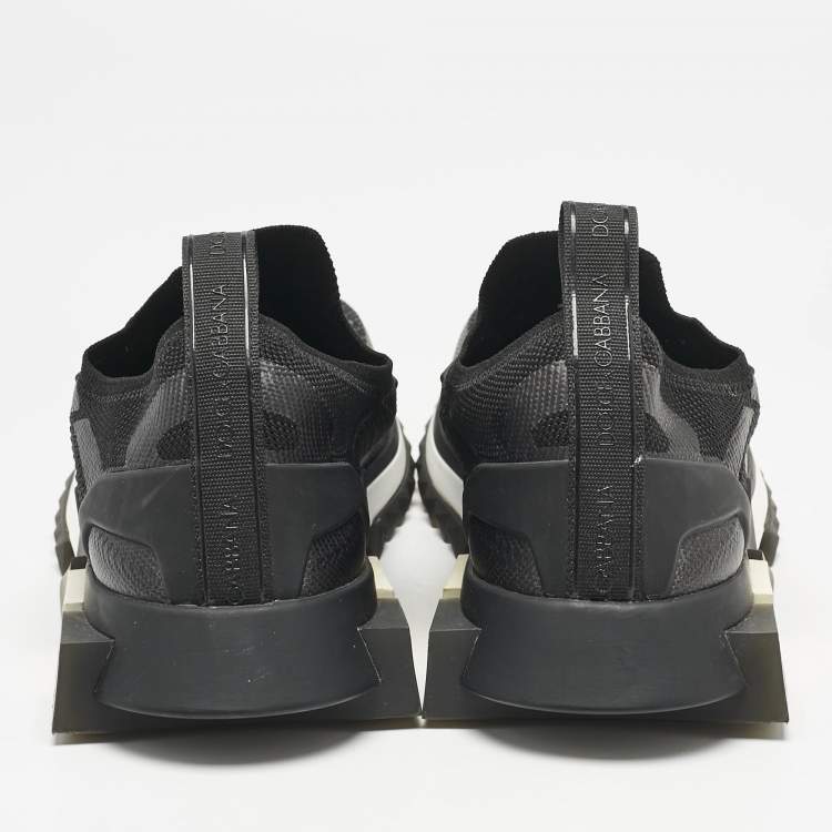 Pre Owned Dolce & Gabbana Black Mesh and Rubber Sorrento Lace Up Sneakers Size 43.5