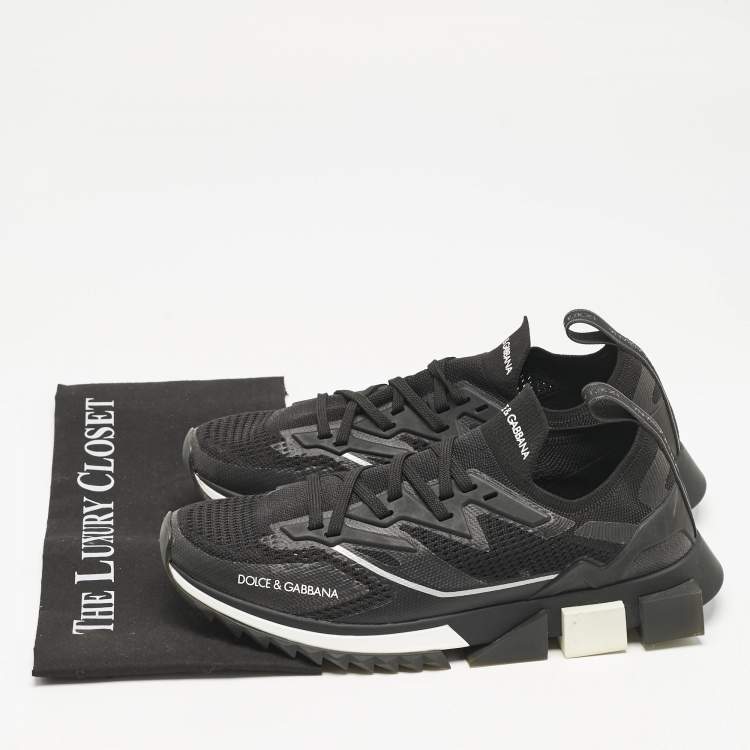 Pre Owned Dolce & Gabbana Black Mesh and Rubber Sorrento Lace Up Sneakers Size 43.5