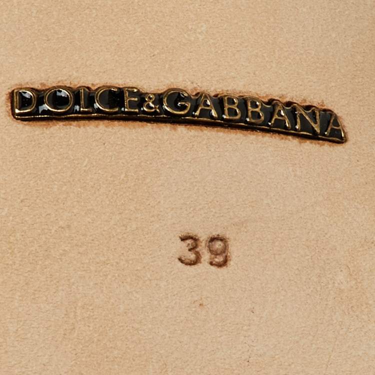 Pre Owned Dolce & Gabbana Multicolor Banana Leaf Print Satin Crystal Embellished Pumps Size 39