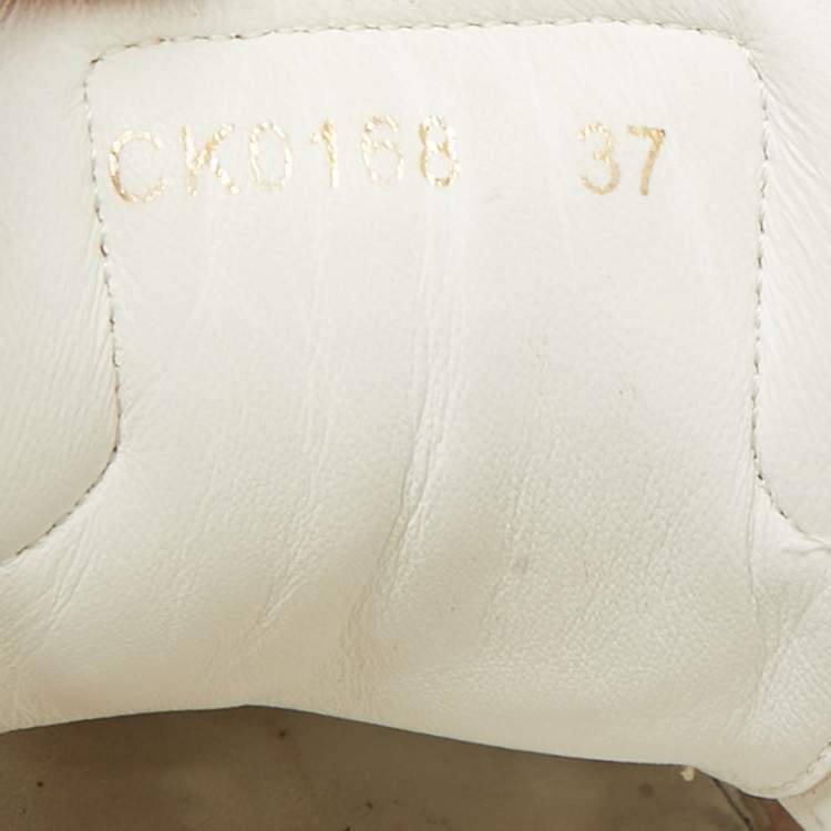 Pre Owned Dolce & Gabbana White/Pink Leather and Suede Low Top Sneakers Size 37