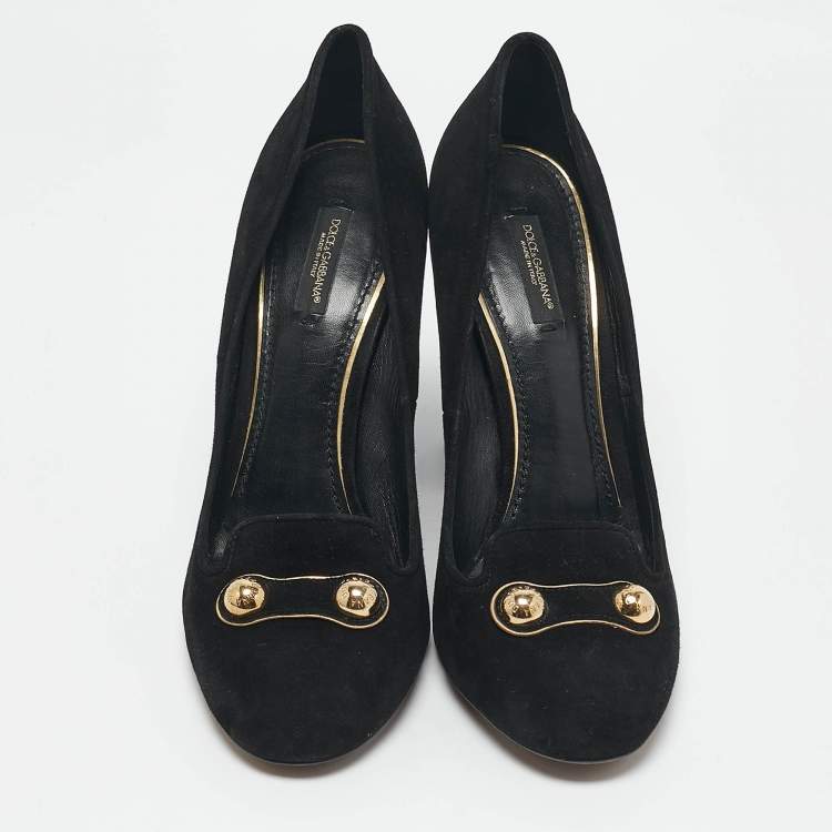 Pre Owned Dolce & Gabbana Black Suede Stud Pumps Size 41