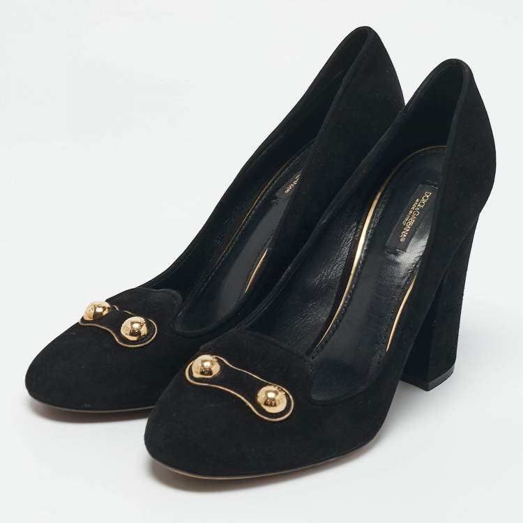 Pre Owned Dolce & Gabbana Black Suede Stud Pumps Size 41
