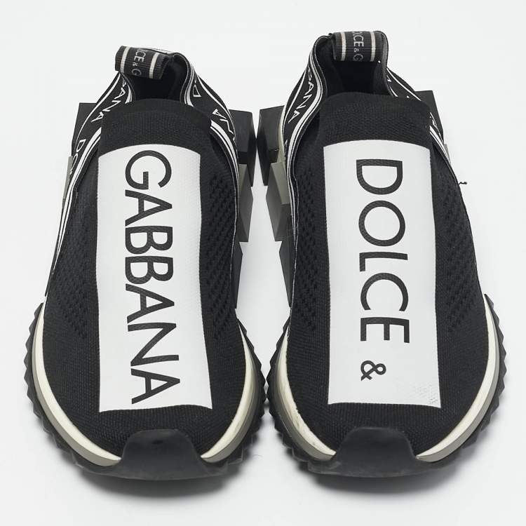 Pre Owned Dolce & Gabbana Black Fabric Sorrento Slip On Sneakers Size 38.5