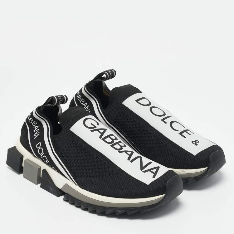 Pre Owned Dolce & Gabbana Black Fabric Sorrento Slip On Sneakers Size 38.5