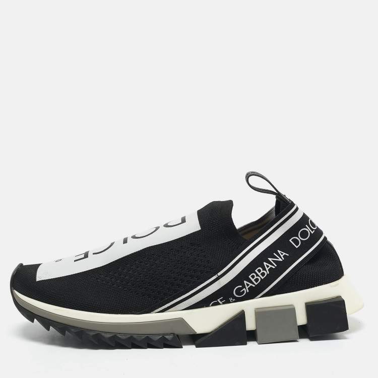 Pre Owned Dolce & Gabbana Black Fabric Sorrento Slip On Sneakers Size 38.5