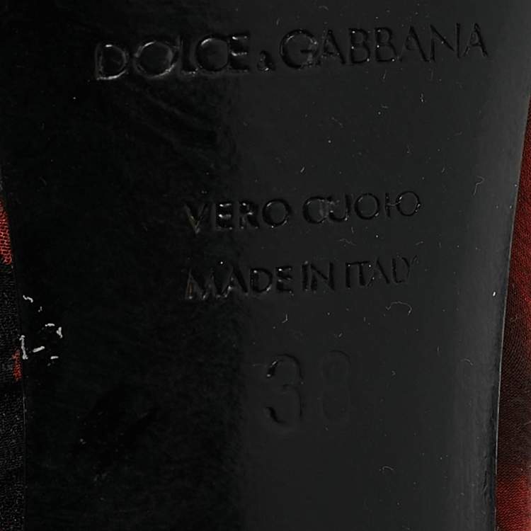 Pre Owned Dolce & Gabbana Red Floral Pleated Fabric Pumps Size 38