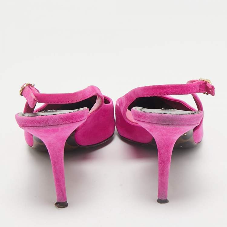 Pre Owned Dolce & Gabbana Pink Suede Pointed Toe Slingback Pumps Size 39
