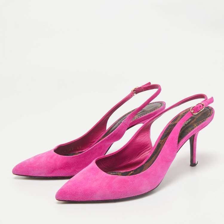 Pre Owned Dolce & Gabbana Pink Suede Pointed Toe Slingback Pumps Size 39