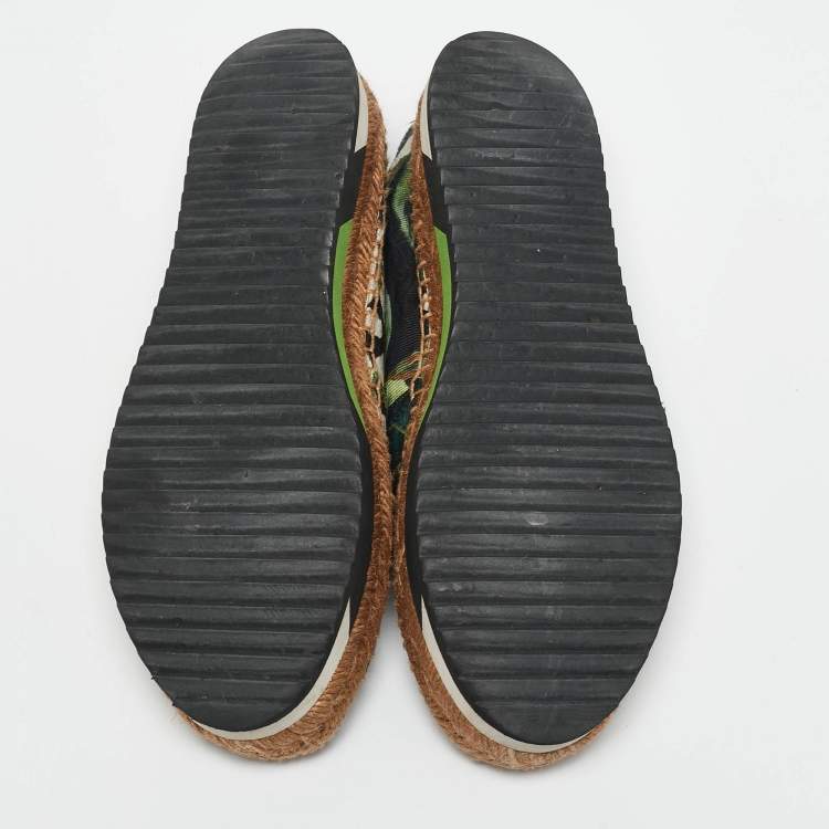 Pre Owned Dolce & Gabbana Multicolor Floral Print Brocade Fabric Espadrille Flats Size 37