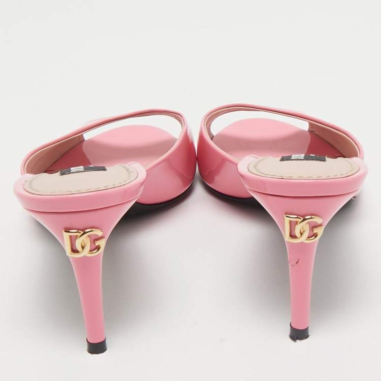 Pre Owned Dolce & Gabbana Pink Patent Leather Slide Sandals Size 39