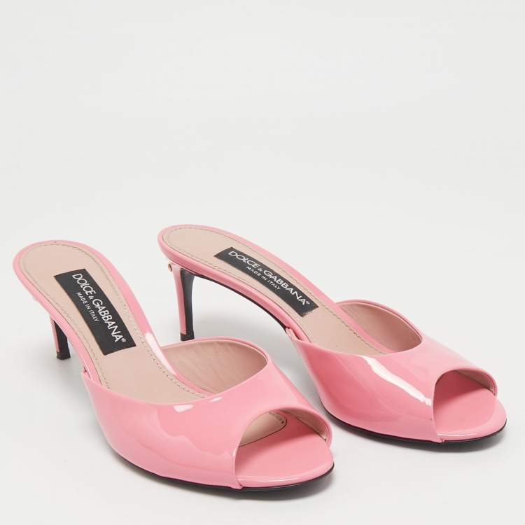 Pre Owned Dolce & Gabbana Pink Patent Leather Slide Sandals Size 39