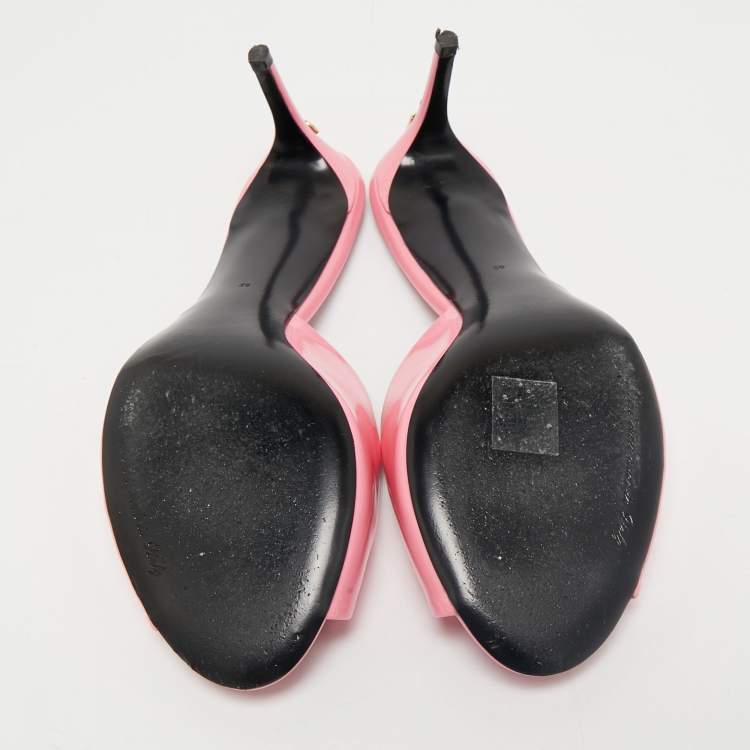 Pre Owned Dolce & Gabbana Pink Patent Leather Slide Sandals Size 39