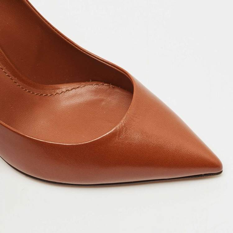 Pre Owned Dolce & Gabbana Brown Leather Pointed Toe Pumps Size 37