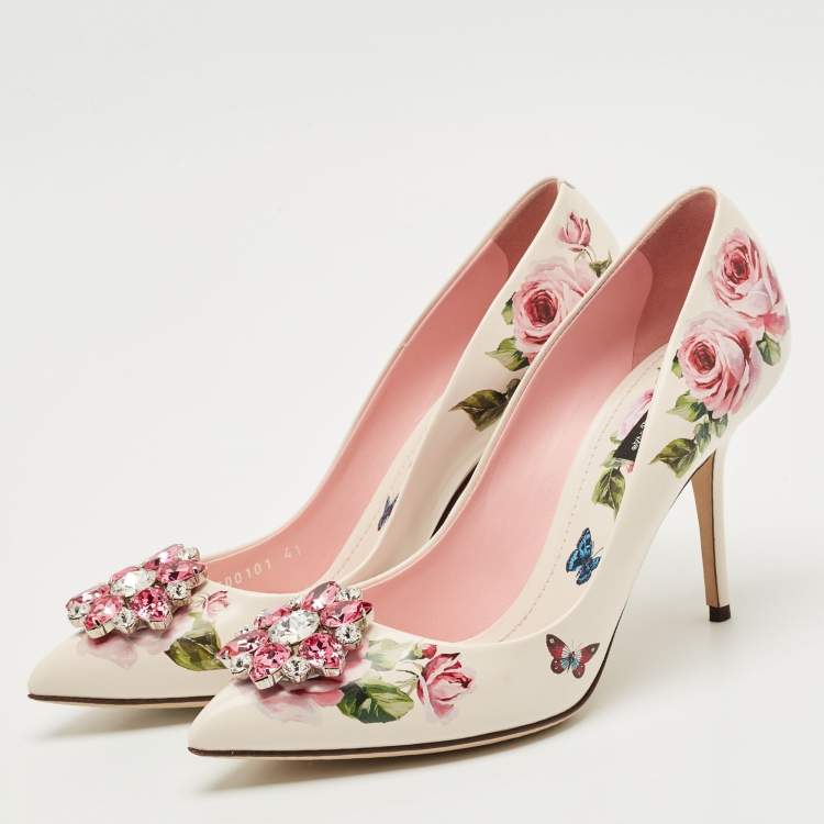 Pre Owned Dolce & Gabbana Multicolor Floral Print Leather Bellucci Pumps Size 41
