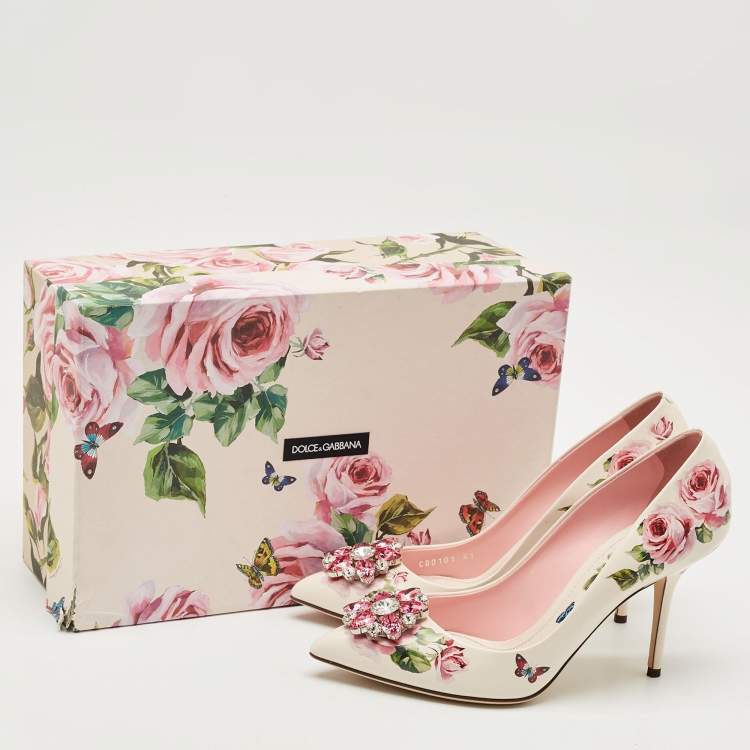 Pre Owned Dolce & Gabbana Multicolor Floral Print Leather Bellucci Pumps Size 41